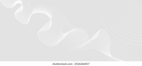 Abstract white curved line with gray background  