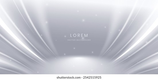 Abstract white cuve ray on grey background. with lighting effect sparkle. For product design. Vector illustration