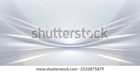 Abstract white cuve ray on grey background. with lighting effect sparkle. Frame curved for product design. Vector illustration
