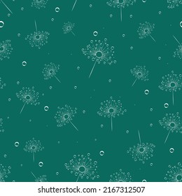 Abstract, white dandelion. Seamless pattern. Design for paper, cover, fabric, textile, gift wrapping, wall art, interior decoration. Hand drawn color vector illustration