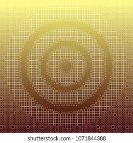 Abstract white dart board pattern on gradient gold background, white tiny square texture. Vector illustration. Use as background in graphic design or presentation slide. Target and goal concepts.