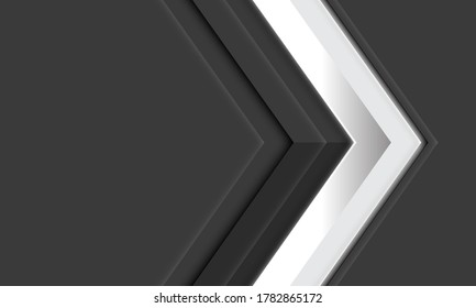 Resumen de la dirección de la flecha de diamante blanco sobre el metal gris con diseño de espacio en blanco moderno ilustración de vector de fondo futurista.