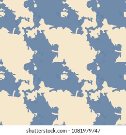 Abstract white and different shades of blue background as UFO camouflage. Seamless repeat bright pattern usable as camo, wallpaper, backdrop or for print for textile or wrapping paper