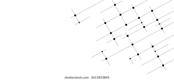 Abstract white digital background of connected dots with black line. Internet connection network high digital technology with connecting dots and artificial intelligence.