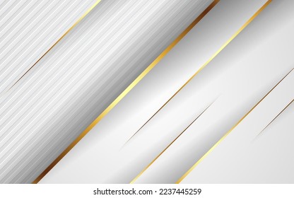 textura de dimensión blanca abstracta con fondo de sombra de línea dorada. vector eps10