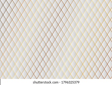 Abstract White Dimond Texure  With Geometric Gold Pattern Background.vector Illustrator.