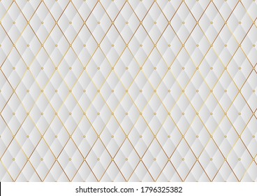 Abstract White Dimond Texure  With Geometric Gold Pattern Background.vector Illustrator.