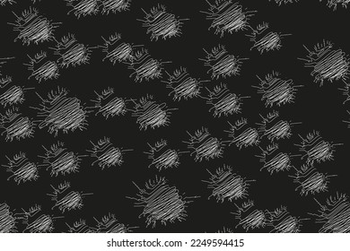 Abstract White Doodles Seamless Pattern on Black