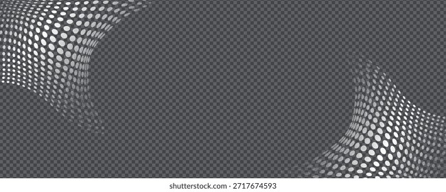 Fundo de onda de ponto branco abstrato com padrão inspirado em IA futurista e malha 3D cinza suave. Dot branco AI bg design adiciona um fluxo tecnológico moderno com ritmo geométrico e efeito de grade curvada dinâmica.