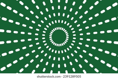 Abstract white doted spiral circle motion in a green background, vector art illustration