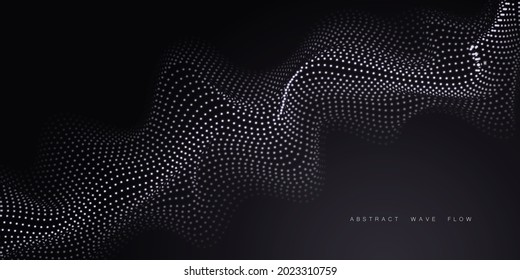 Abstract white dots Floating wave particles Big data stream Abstract wave design element