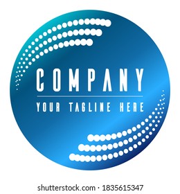 Abstract white dots logo on blue-cyan gradient for technology business or IT company