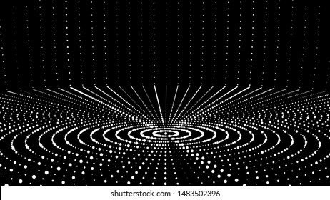 Abstract white dots on black background. Big data visualization. Digital futuristic background. Vector illustration.