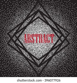 Abstract White Dots on black background in black geometric frame.