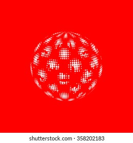 Abstract white dots, red background. Logo design. Hotbox