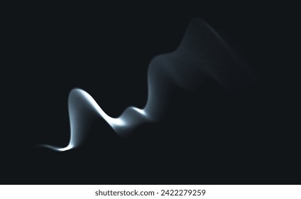 Resumen de ondas dinámicas blancas. Cubierta abstracta moderna. Líneas de curva sobre fondo negro. Concepto gráfico para su diseño
