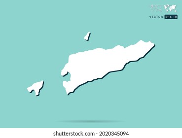 Resumen del mapa blanco de Timor Oriental y sombra negra sobre el vector de fondo verde.