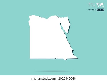 Abstract white Egypt map and black shadow on green background vector.
