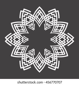 Abstract white element on a black background..Ornament pattern.Decorative element.