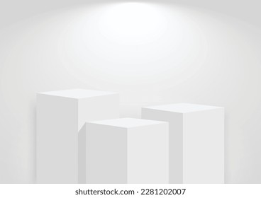 Abstract white, empty podium, pedestal scene for product display, vector illustration.