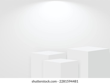 Abstract white, empty podium, pedestal scene for product display, vector illustration.