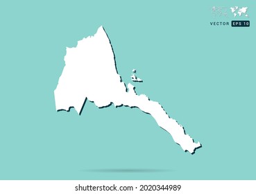 Abstract white Eritrea map and black shadow on green background vector.