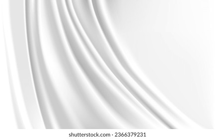 Abstract white fabric wave with blank space luxury background vector illustration.