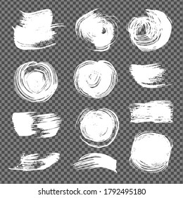 Resumen de trazos de color blanco figurado y círculo texturizado sobre el fondo transparente de la imitación