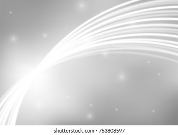 Abstract white flash line on gray gradient background with soft glitter light. Vector illustration
