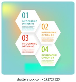 Abstract white flat hexagon modern infographics options banner. Vector illustration.
