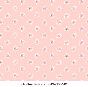 Abstract white flower design on sweet pink background pattern seamless backdrop wallpaper. Vector image