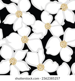 abstract white flower hand drawn pattern