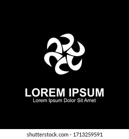Abstract White Flower Logo. Creative Logo Design Template. Isolated on a Dark Background.
