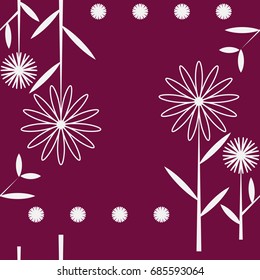 Abstract white flower texture on Maroon background.