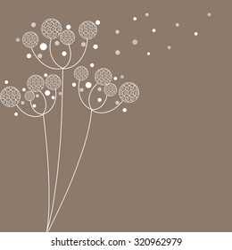 Abstract white flowers background. Template for card