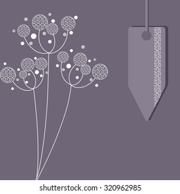 Abstract white flowers background. Template for card
