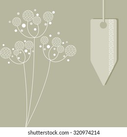 Abstract white flowers background. Template for card