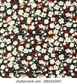 flores blancas abstractas ilustración aleatoria completa diseño textil vectorial imagen digital puede utilizarse para motivos de ropa o papel de embalaje