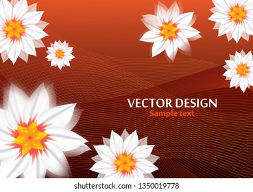 Abstract white flowers on a bright background. Place for your text. Floral design for flyers, banners, greeting cards, invitations. Vector illustration.