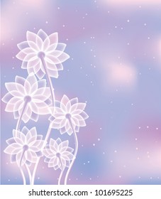 abstract white flowers on pink sky background