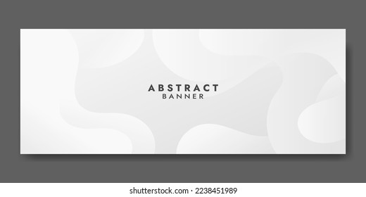 Abstract White Fluid Banner Template. Modern background design. gradient color. Dynamic Waves. Liquid shapes composition. Fit for banners