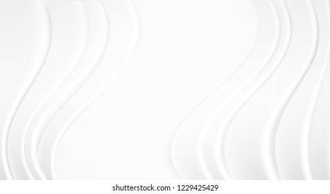 Abstract . White fluid flowing background. Wave shape .design with light and shadow .Vector