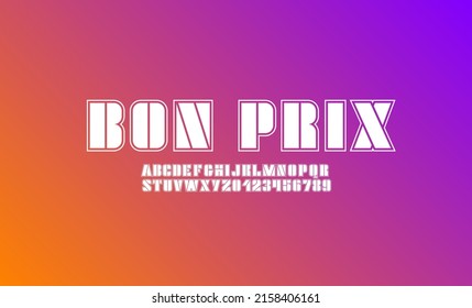 Abstract white font, technology alphabet, heavy stencil letters and numbers, vector illustration 10eps