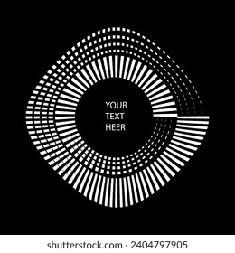 Abstract white frame from lines . Vector circular spiral for design banners, posters, business projects, covers, logos. Geometric black and white texture with halftone effect.