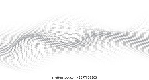 Abstract white futuristic background. Big data visualization. Digital dynamic wave of particles simple