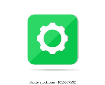 Abstract white gear icon,cog,green square