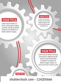 Abstract white gear wheels on gray background. Vector design template