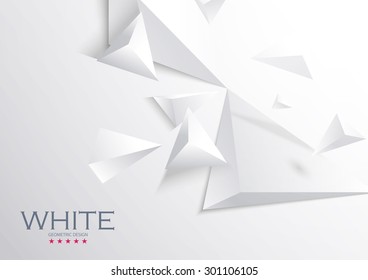 Abstract white geometric 3D background. Vector Illustration