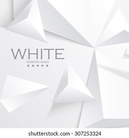 Abstract white geometric 3D background. Vector Illustration