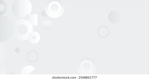 Abstract White Geometric Background with Circles Squares and Soft Shadows